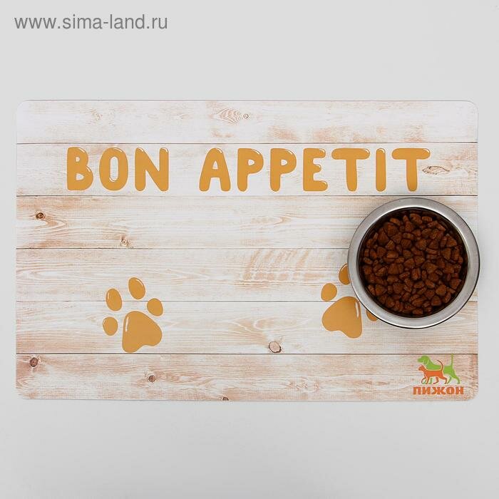 Коврик под миску "Пижон" с нескользящим основанием 43 х 28 см "Bon Appetit", 5089589