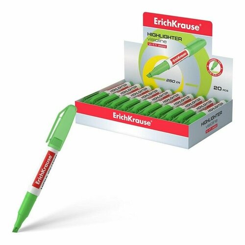 Маркер текстовыделитель ErichKrause Visioline V-11 Mini 06-40 мм чернила на водной основе зелёный неон 426₽