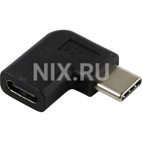 Адаптер USB3.0 Type-Cf на Type-Cm KS-395 угловой, горизонтальный - чёрный