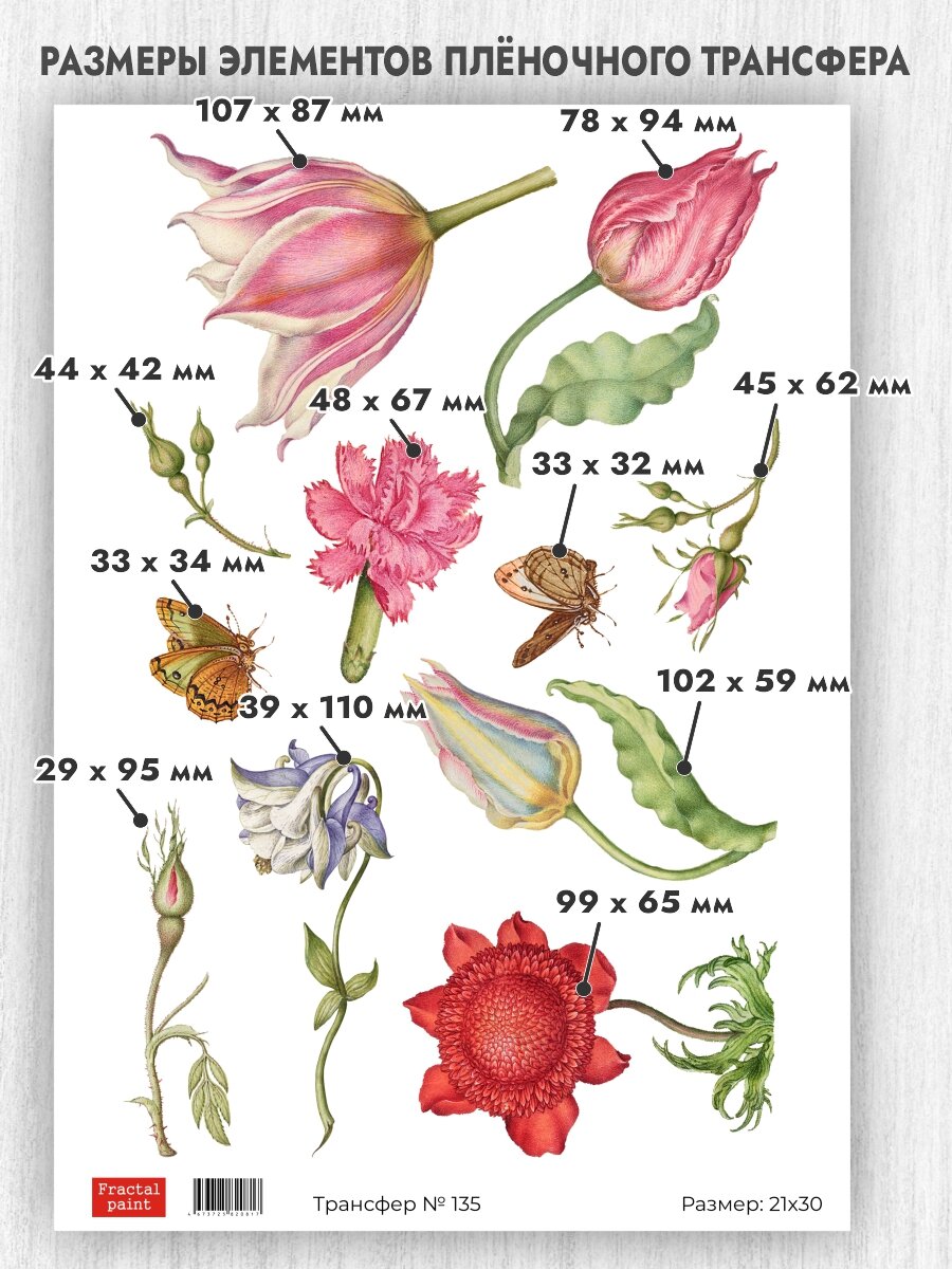 Трансфер для декупажа переводной рисунок для поверхностей 135 (А4)