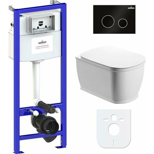 Комплект унитаз с инсталляцией Lavinia Boho Bell Pro 77040044 с сиденьем микролифт и клавишей смыва