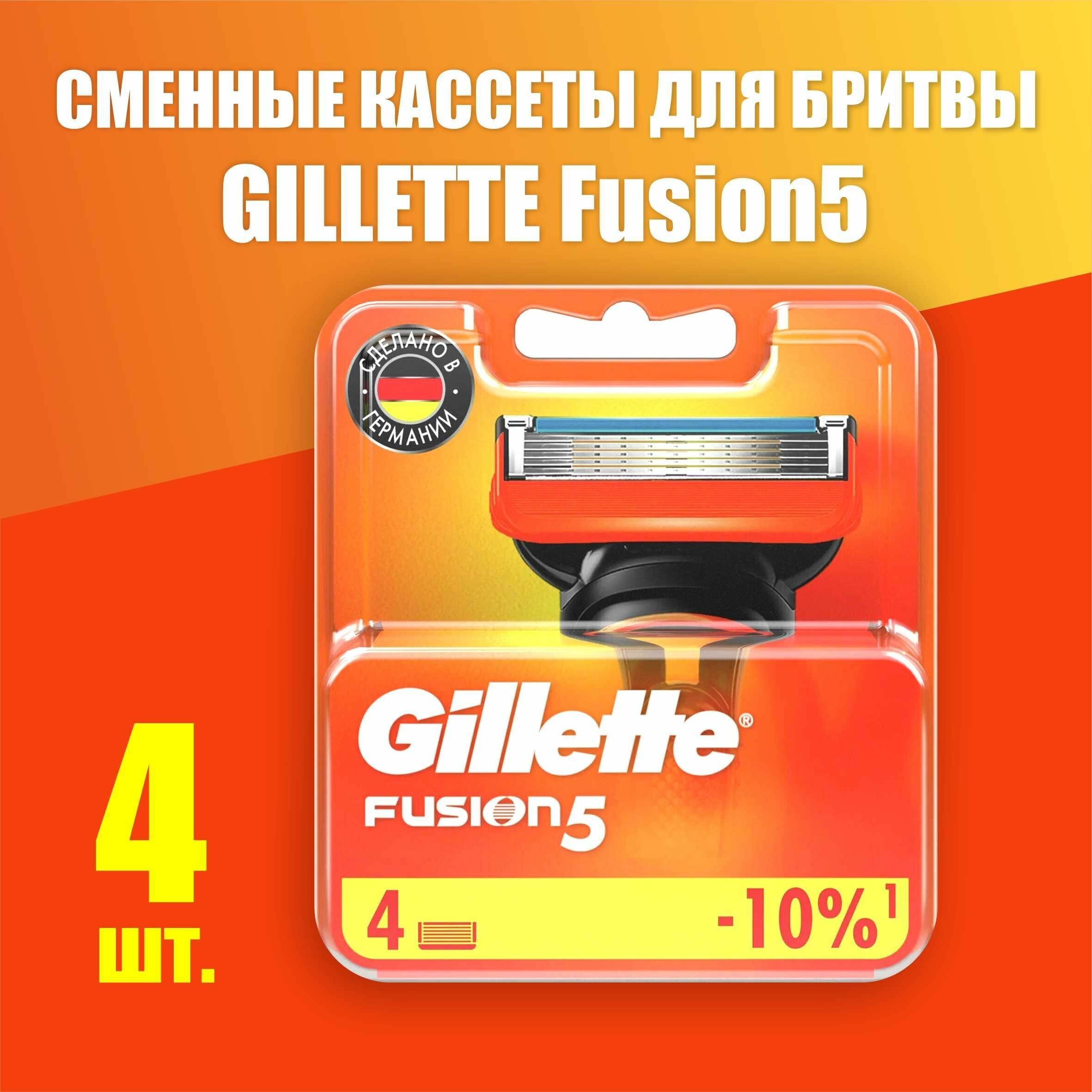 Cменные кассеты Gillette Fusion5 для мужской бритвы, 4 шт, с 5 лезвиями, c точным триммером для труднодоступных мест, для гладкого бритья надолго