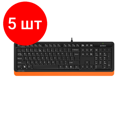 Комплект 5 штук Клавиатура A4Tech Fstyler FK10 черныйоранжевый USB 928700₽