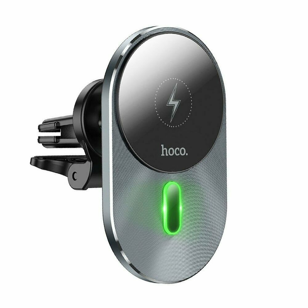 Держатель в авто с БЗУ HOCO CA91 Magic магнитный в воздуховод 15W (серый)