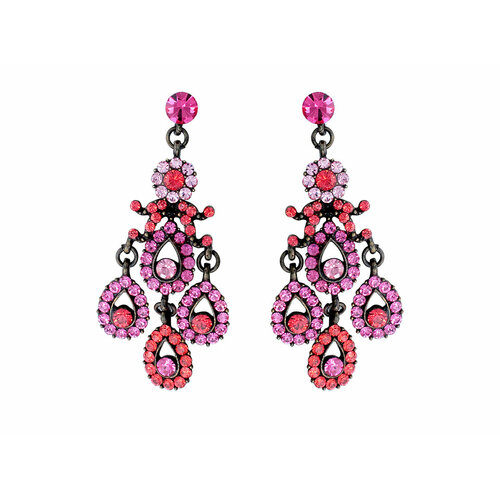 Серьги с подвесками Эстет кристалл кристаллы Swarovski розовый 1440₽