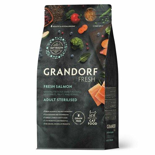 Grandorf Fresh для кошек стерилизованных Лосось с бататом 400 гр.