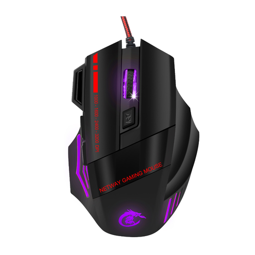 Игровая мышь HXSJA907 RGB с 7 клавишами и разрешением 3200 DPI