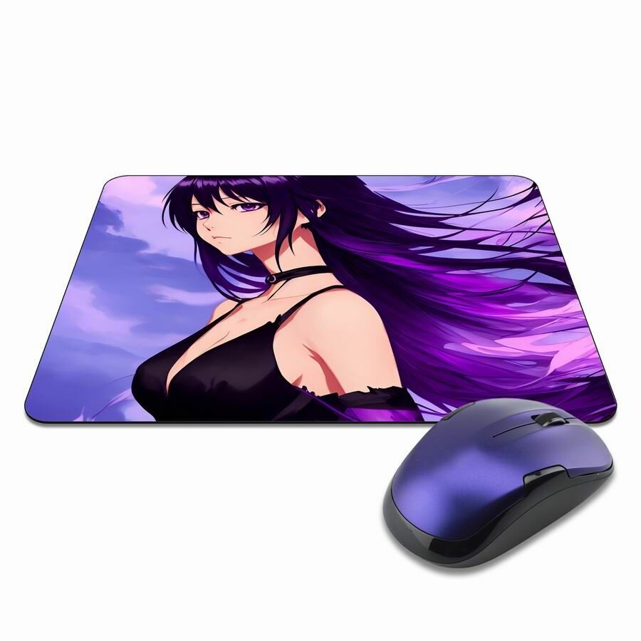 Коврик для мышки Аниме девушка, прорезиненный, влагоотталкивающий, с не стирающимся изображением, 22х18см, толщина 3мм