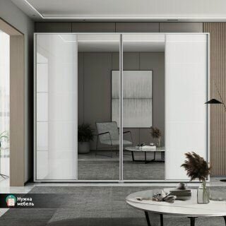 Изображение товара Шкаф-купе четырехдверный для одежды с зеркалом, Модель Бакс-88, Мебель для спальни и гостиной