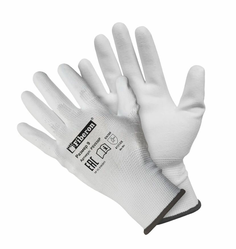 Перчатки рабочие с полиуретановым покрытием для поклейки всех видов обоев размер 9 3 пары
