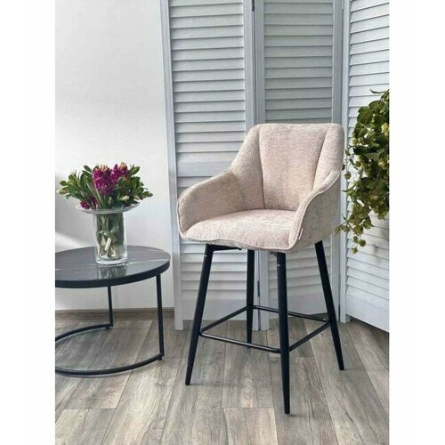 Полубарный стул ERYK 180 град. поворот. 3018-10 бежевый, шенилл / черный каркас