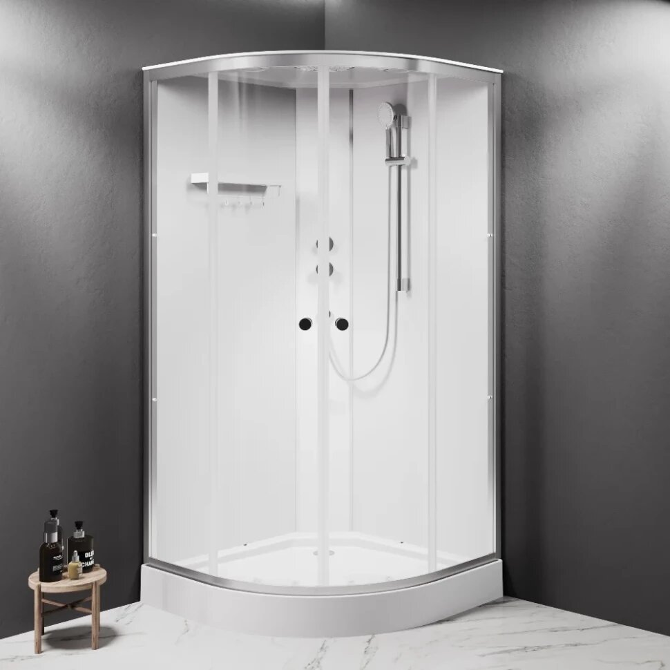Душевая кабина Am.Pm X-Joy W94C-401-090MT 895x895x210 см с крышей низкий поддон профиль матовый хром стекло прозрачное
