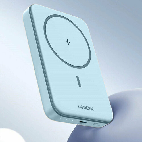Внешний аккумулятор магнитный UGREEN PB561 10000mAh Magnetic Wireless Power Bank. Blue голубой, синий