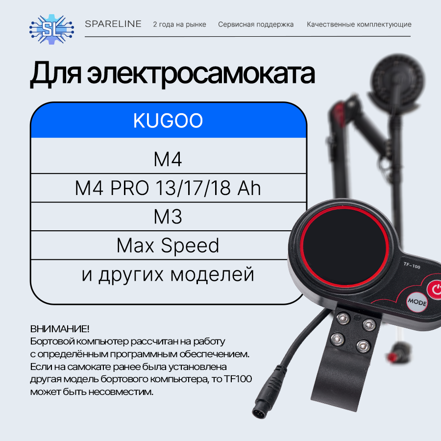 Курок газа TF100 5 pin с дисплеем для электросамоката Kugoo M4 и тд — фото 1