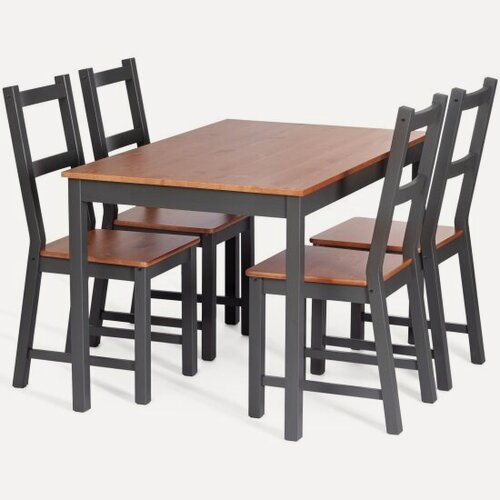 Изображение товара Обеденный комплект Tetchair Соната (стол + 4 стула) / Sonata dining set массив сосны, стол: 120х75х73см стул :41х50х95см, антик /графит