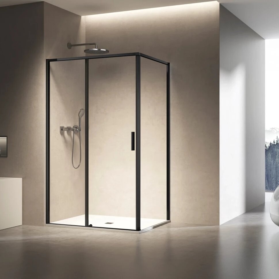Душевой уголок Vincea Slim 8mm 120x80x200 см, профиль черный, стекло прозрачное - фото №1