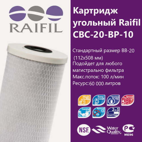 Изображение товара Картридж угольный Raifil CBC-20-BP-10 ( для колб BB-20")