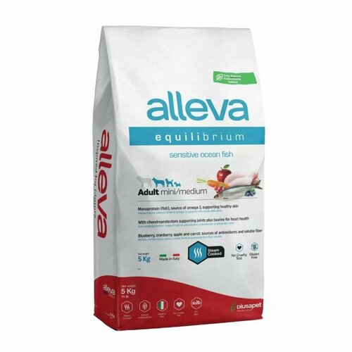 Alleva Equilibrium Sensitive Ocean Fish Adult Mini/Medium сухой корм для взрослых собак мелких и средних пород с океанической рыбой, 5кг
