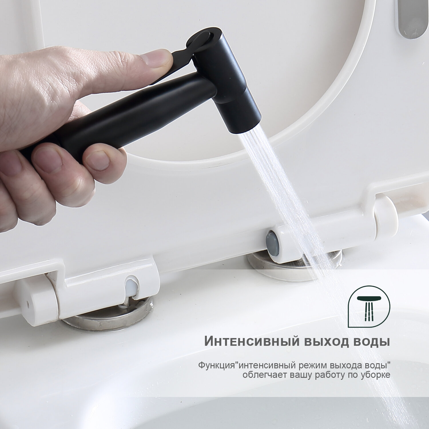 Смеситель с гигиеническим душем встраиваемый Splenka S221.52.06, нержавеющая сталь, черный — фото 1