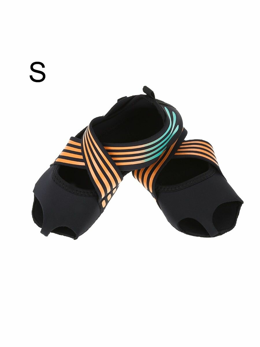 Женские нескользящие тренировочные туфли для йоги пилатеса и танцев Barre с мягким запахом оранжевого цвета размер S (35-36)