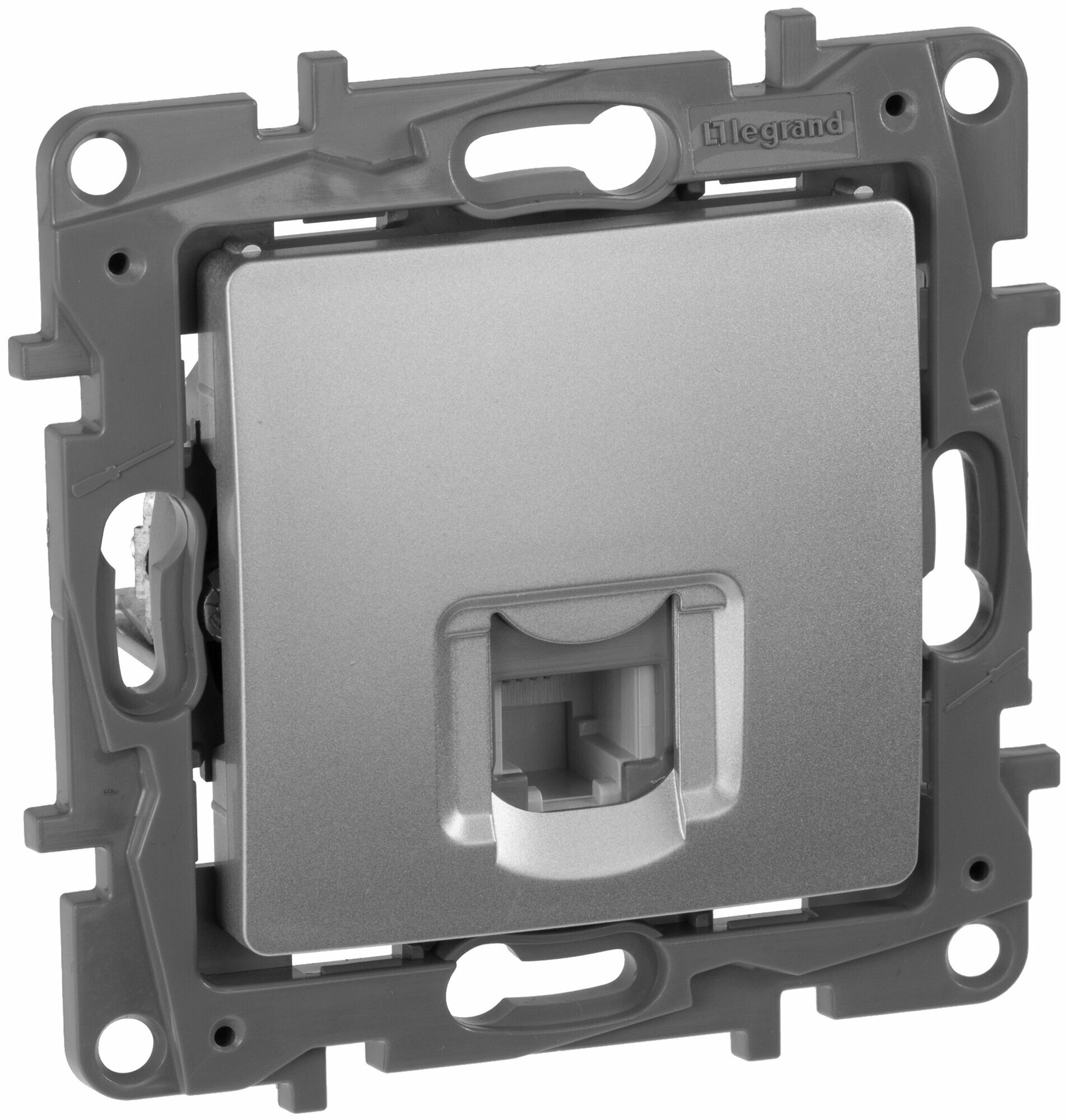 Розетка Legrand ETIKA RJ11 672440, для интернет/телефон, встраиваемая, IP20, алюминий