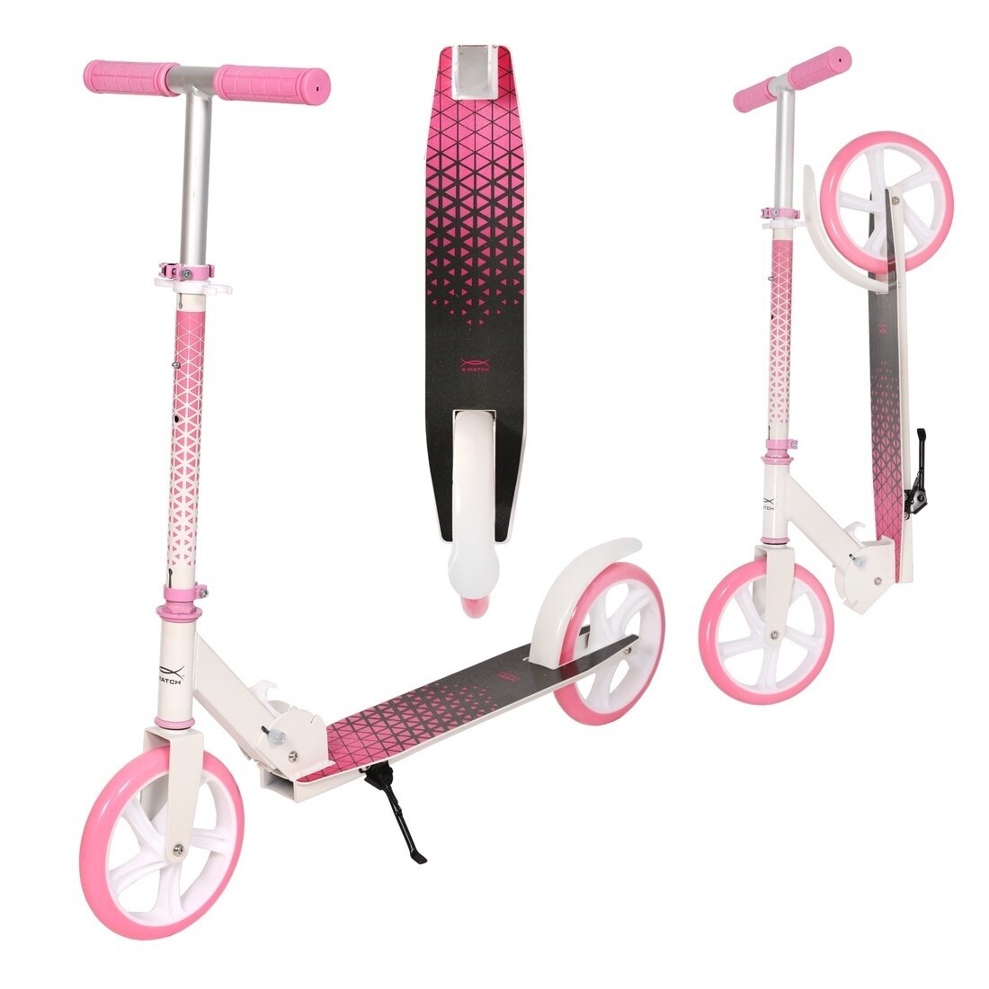 Самокат X-Match Delta, анодирован, 200 мм PU, розовый (641472)