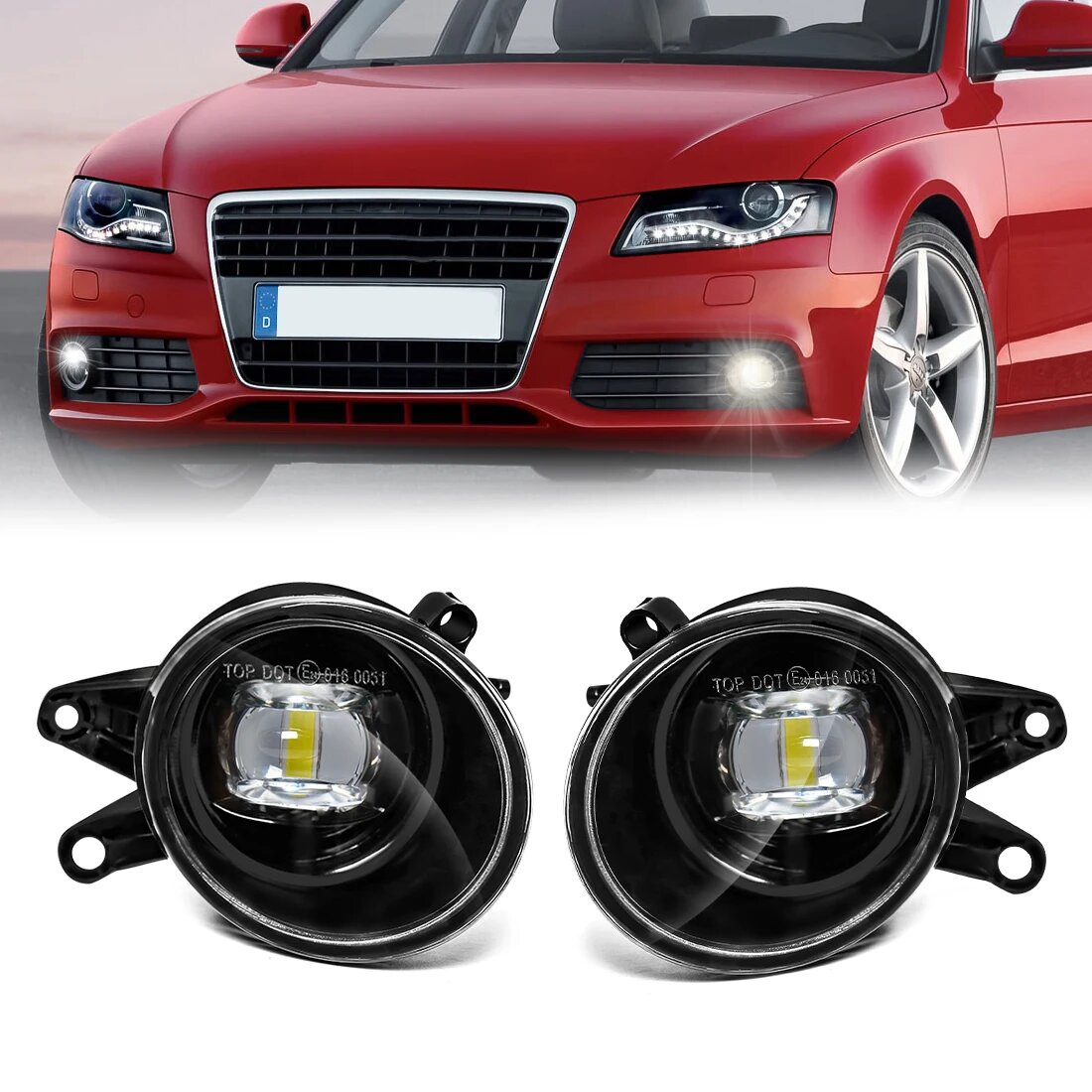 Светодиодные противотуманные фары для Audi A4 B6 2002 2003 2004 2005, противотуманные фары переднего бампера, угловые фары, дневные фары, автомобильные аксессуары 12 В, LED White — фото 1