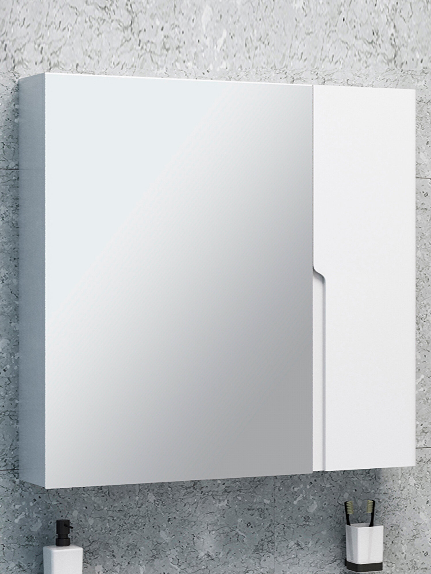 Шкаф-зеркало Aqua de Marco PALERMO 80 см универсальный белый