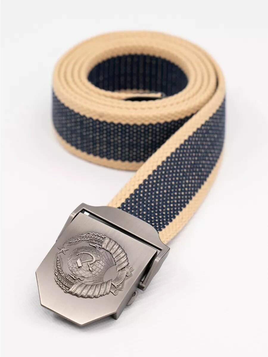 Ремень NIT Perfect Goods для мужчин, размер 140, синий/бежевый — фото 1
