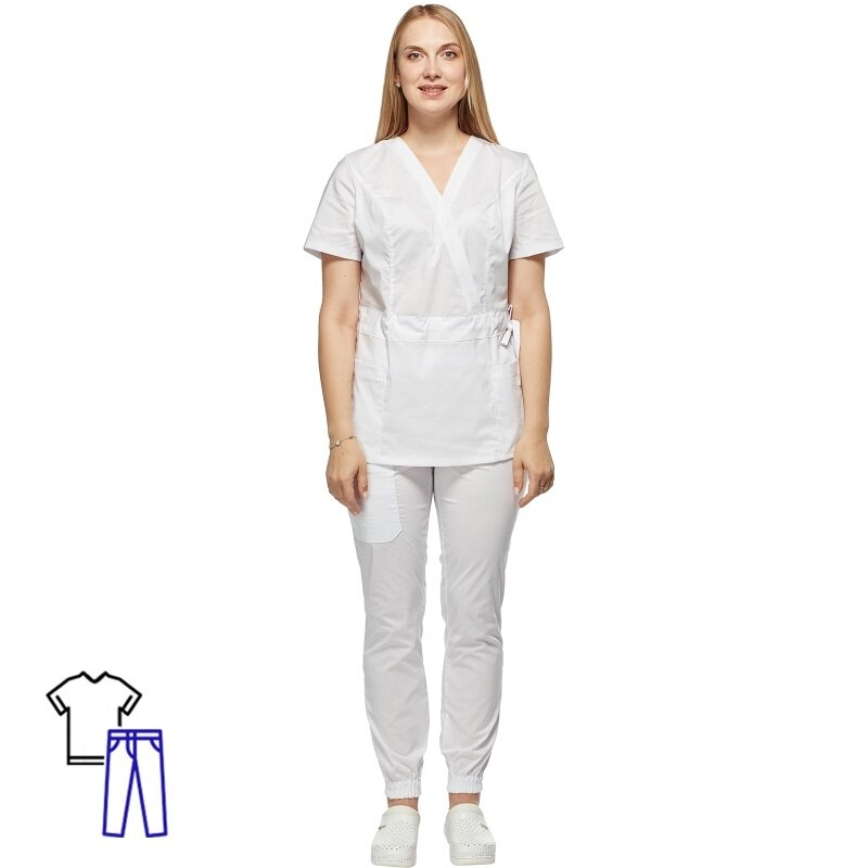 Костюм для медицинского персонала КНР женский цвет белый размер 40 на рост 158-164 (М24-КБР жен бел)