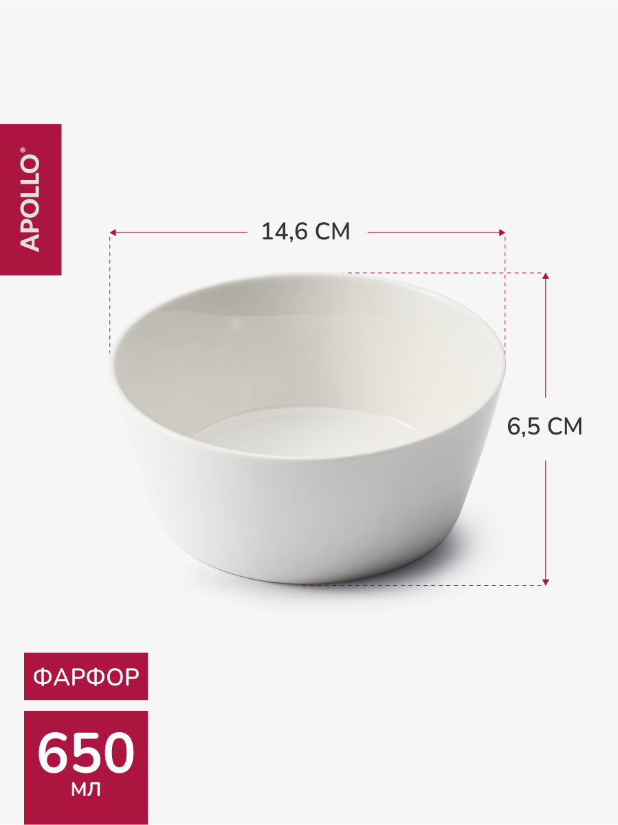 Посуда Для Сервировки Xiaomi Тарелка глубокая суповая с бортиком, салатник для сервировки Apollo, диаметр 15 см, 650 мл, 2 предмета