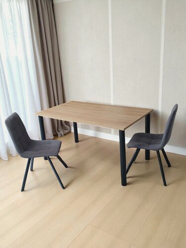 Изображение товара Стол обеденный/ цвет Дуб Сонома, 140*80 см. Ножки черные.