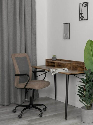 Изображение товара Кресло офисное TetChair, сетчатая обивка, регулировка по высоте, ткань, светло‑коричневое