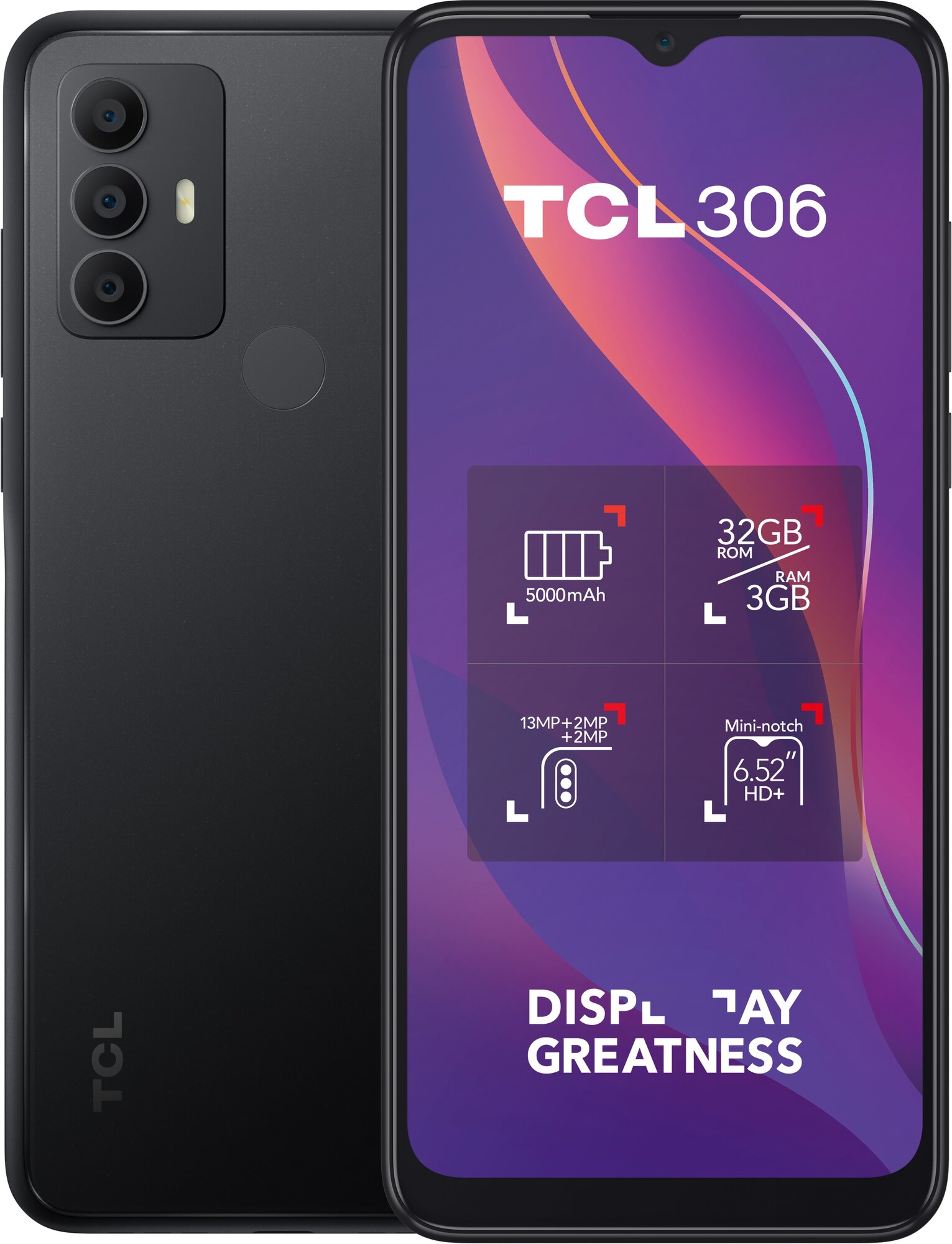 Смартфон TCL 306 3/32 Гб, 5000 мАч, 2 SIM, NFC, Space gray серый