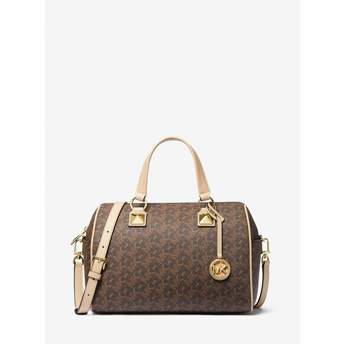 фото Сумка сэтчел michael kors grayson medium empire signature logo satchel, коричневый