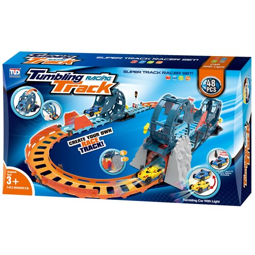 Игровой набор трек с машинкой высокоскоростной, бренд TLD 89903, 48 элементов, игрушки для мальчиков