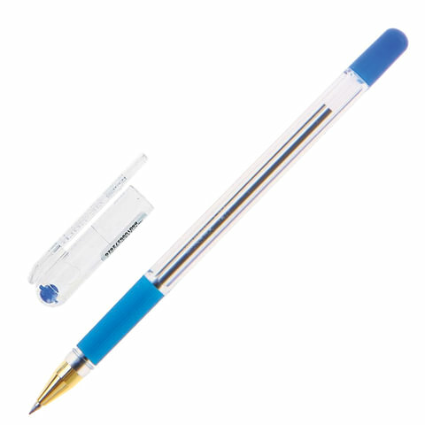 Ручка шариковая Munhwa "MC Gold", синяя, 0,5мм, грип, штрих-код