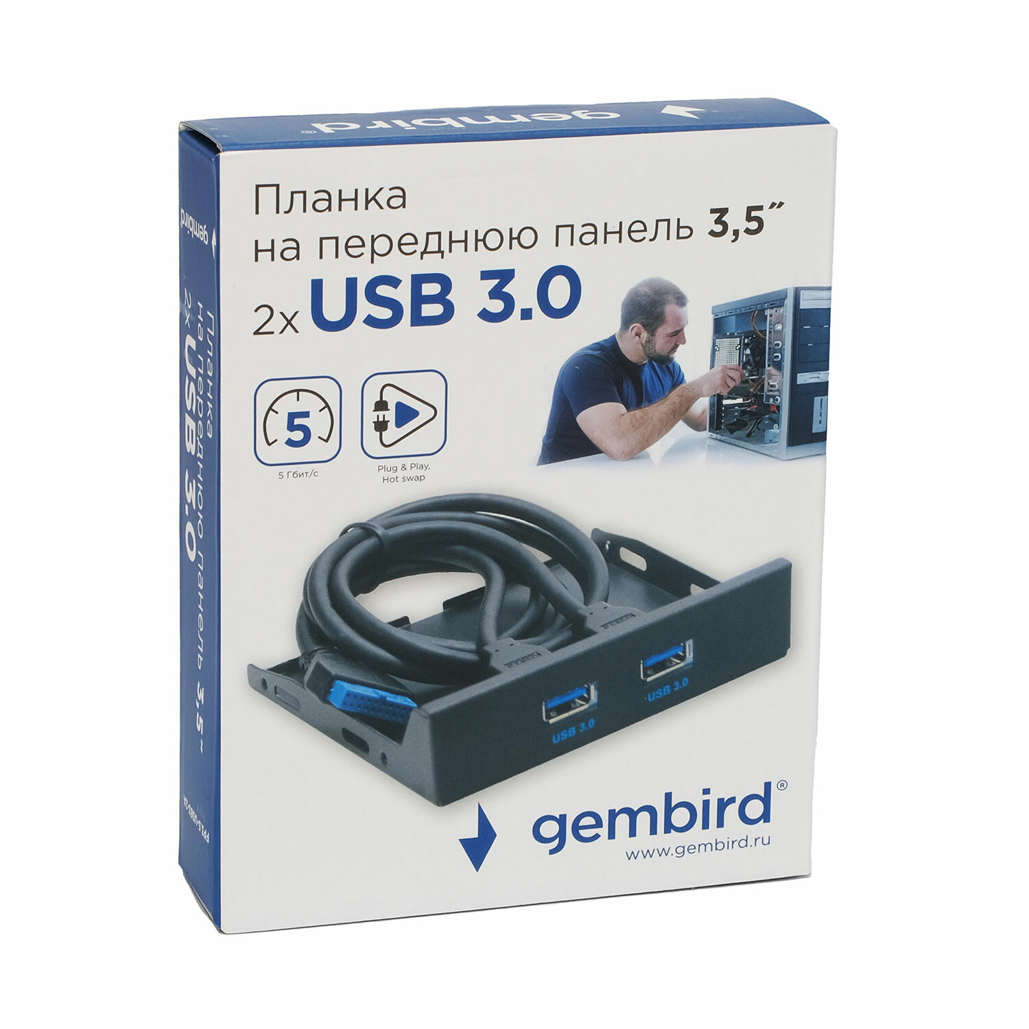 Планка USB 3.0 на переднюю панель 3.5" Gembird 2xUSB-A 3.0