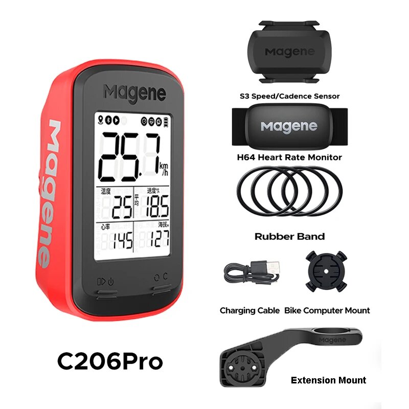 Велосипедный компьютер Magene C206pro с GPS, C206pro r with S3H64