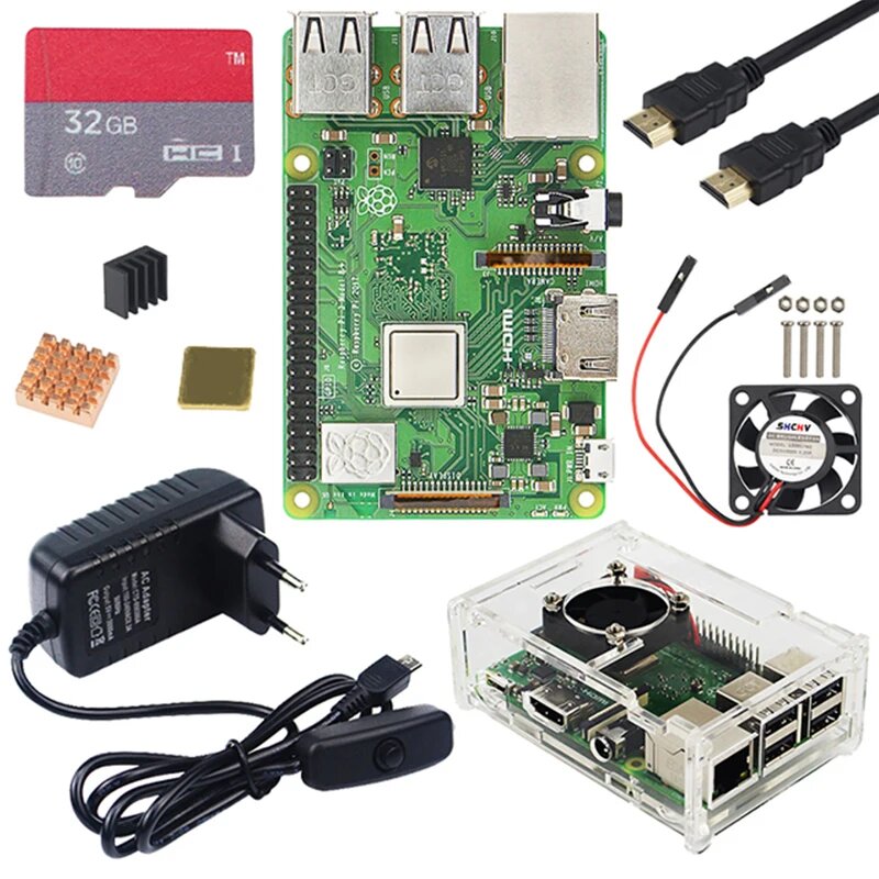 Raspberry Pi 3 Model B Plus Kit WiFi и Bluetooth плата + адаптер питания 3A + акриловый чехол + кабель для Raspberry Pi 3 B +