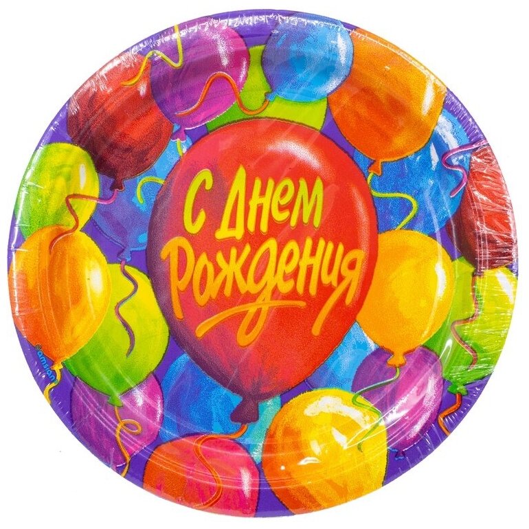 1502-0521 Тарелки С днем рождения 17см (8шт.) Шары Happy Birthday