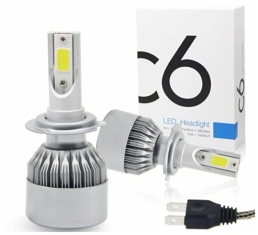 Лампа автомобильная светодиодная H7. Лампы автомобильные светодиодные LED Headlight C6 H7 36 W 3800 LM 2 шт