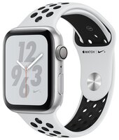 Часы Apple Watch Series 4 GPS 44mm Aluminum Case with Nike Sport Band серебристый/чистая платина/чер