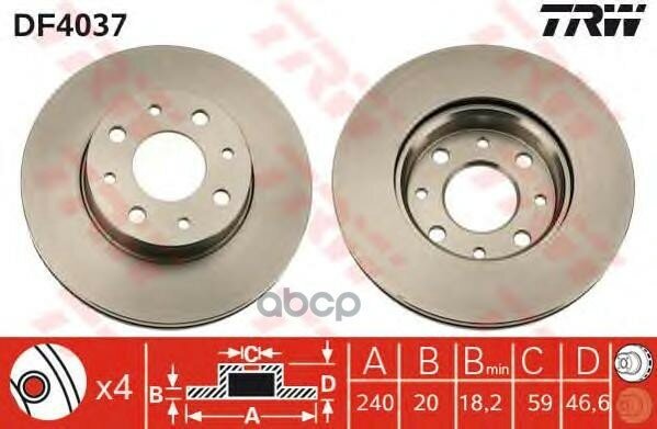 Df4037 Trw Диск Тормозной Передний КомплектИз 2-Х Шт.