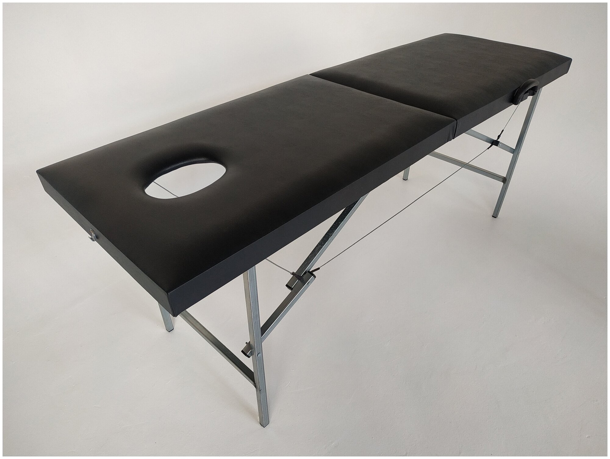 Массажный стол 70*190 черный с вырезом для лица и регулировкой высоты - фотография № 4