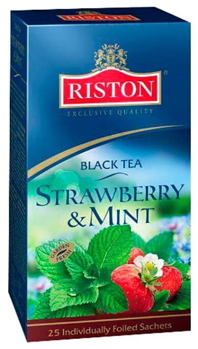 Чай черный Riston Клубника Мята 25*1.5г (10) ф/конв
