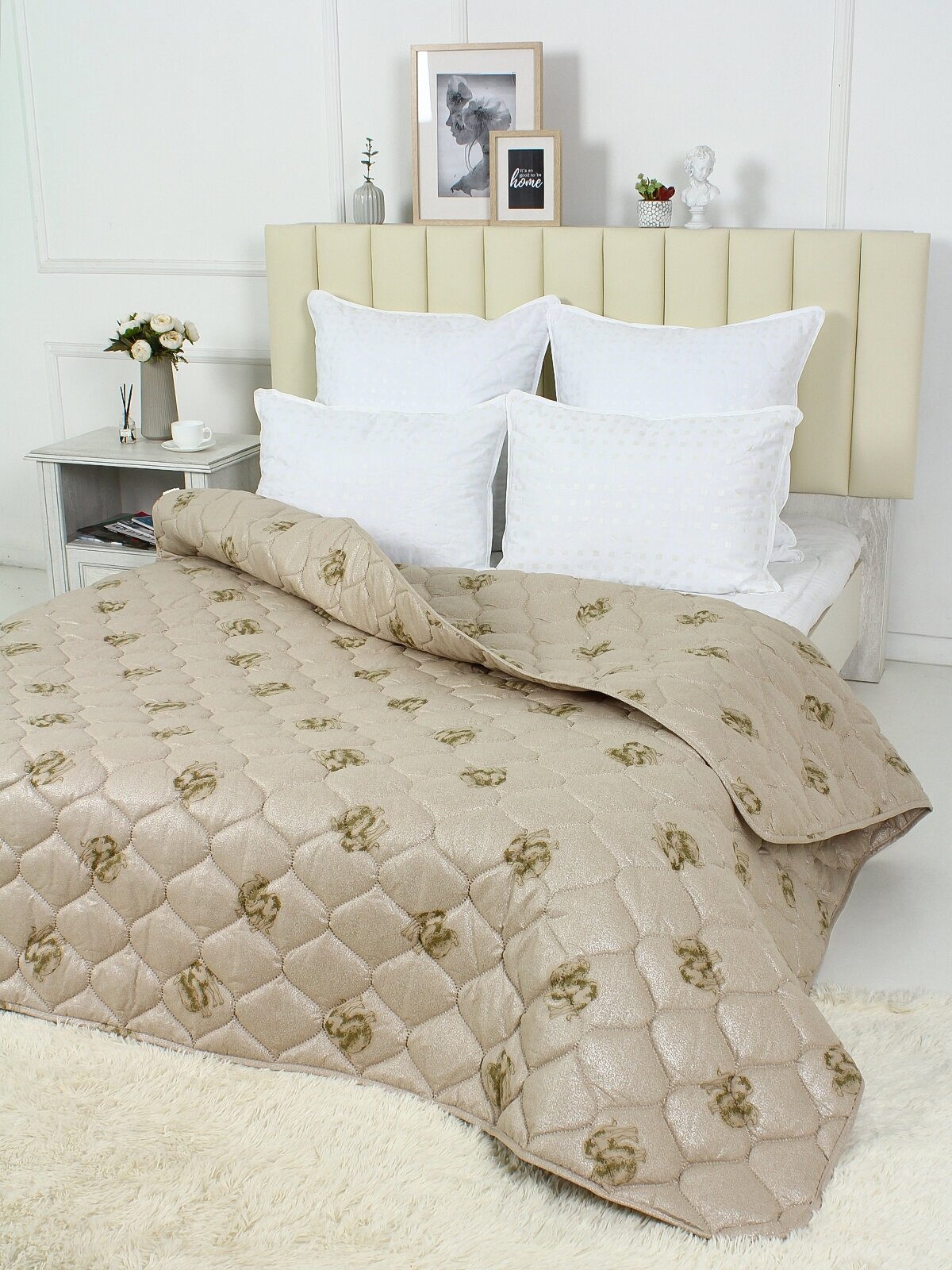 Одеяло "Верблюжья шерсть" полновесное, 1,5 спальное, в поплексе, плотность 300 г/м2 - фотография № 3