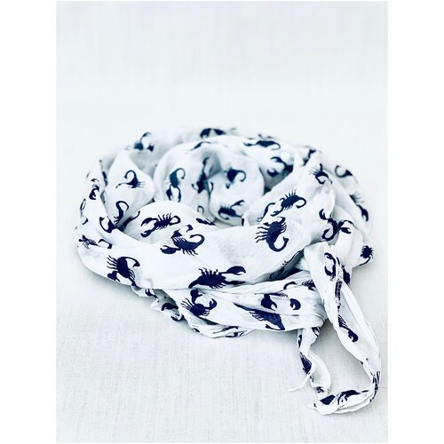 фото Шарф ассиметричный белый шарф со скорпионами. kikka mia