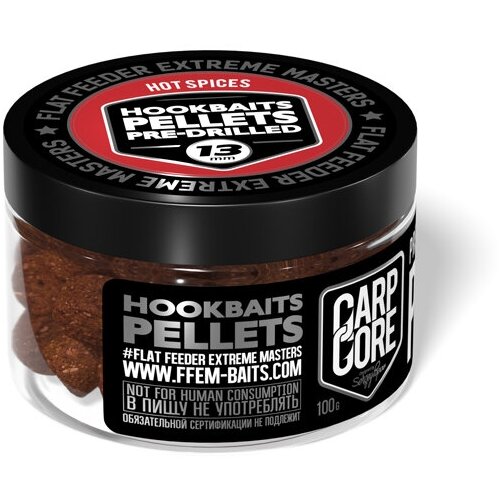 насадочный пеллетс ffem hookbaits pellets monster crab 10mm Насадочный пеллетс FFEM Hookbaits Pellets Hot Spices 13mm Острые специи 100г / Растворимый пеллетс с отверстием 13 мм