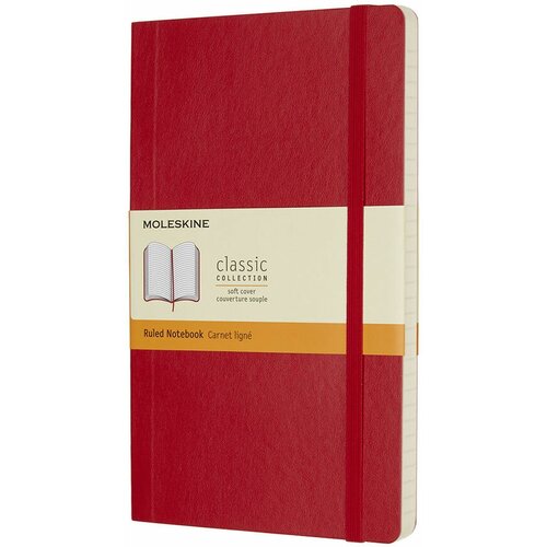 Блокнот Moleskine Classic Soft, 192стр, в линейку, мягкая обложка, красный [qp616f2]